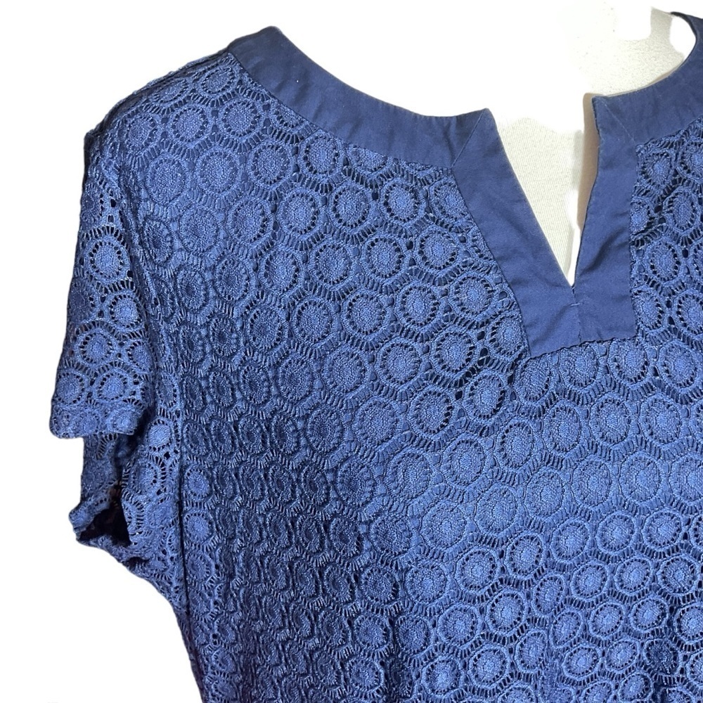 Isaac Mizrahi Women’s Blue V Cut Neck Short Sleeve Knee Length Dress Size 1X - Picture 4 of 10